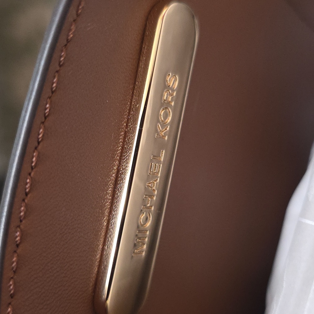 Michael Kors Beige Brown Logo Satchel with Gold Hardware - Picture 7 of 9